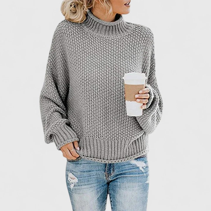 Relaxed Mock Neck Knit Sweater
