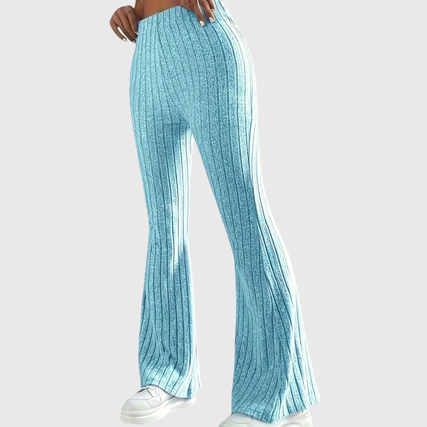 Soft Ribbed Wide-Leg Elegant Pants