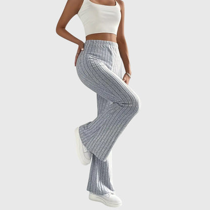 Soft Ribbed Wide-Leg Elegant Pants