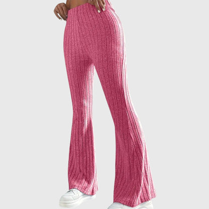 Soft Ribbed Wide-Leg Elegant Pants