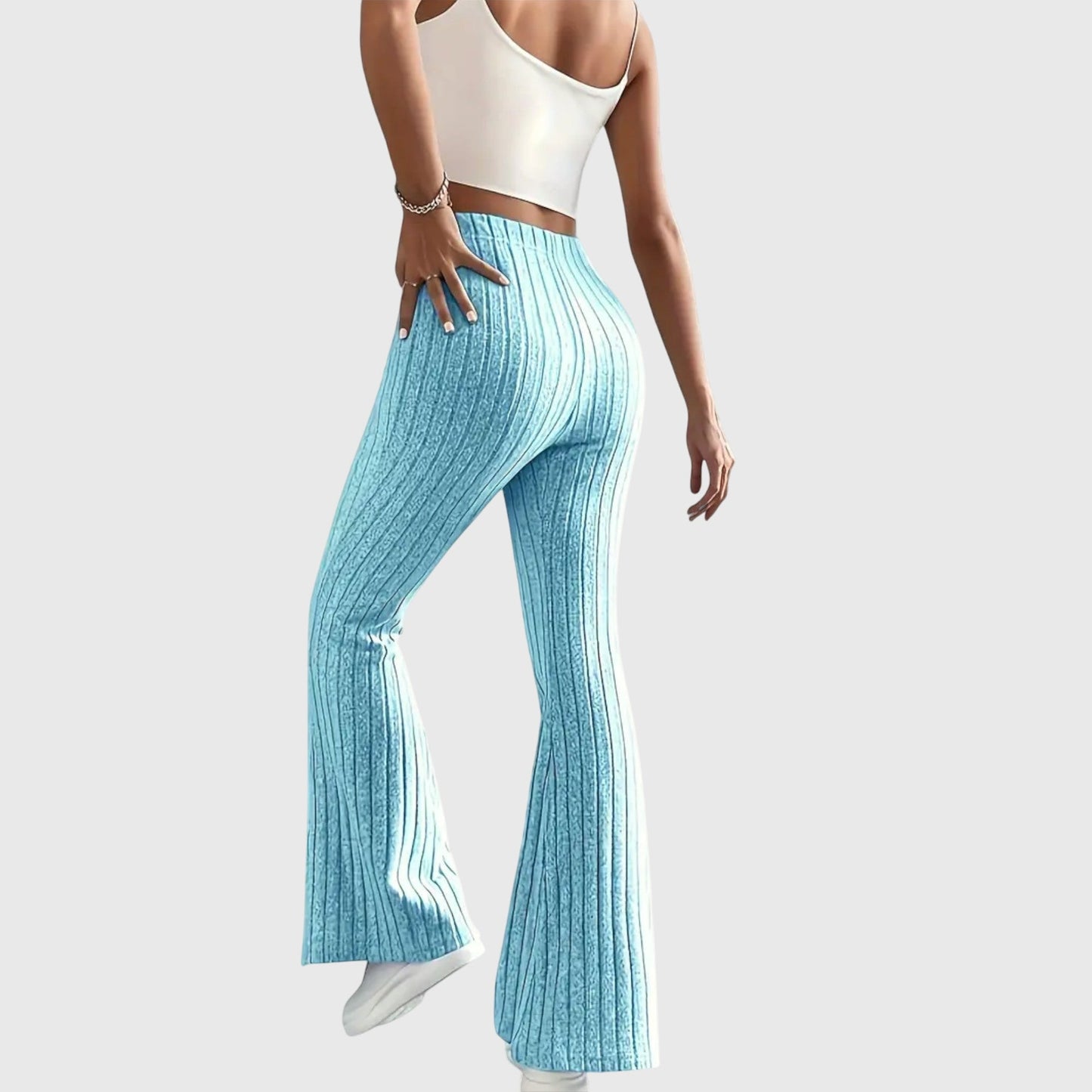 Soft Ribbed Wide-Leg Elegant Pants