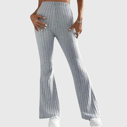 Soft Ribbed Wide-Leg Elegant Pants