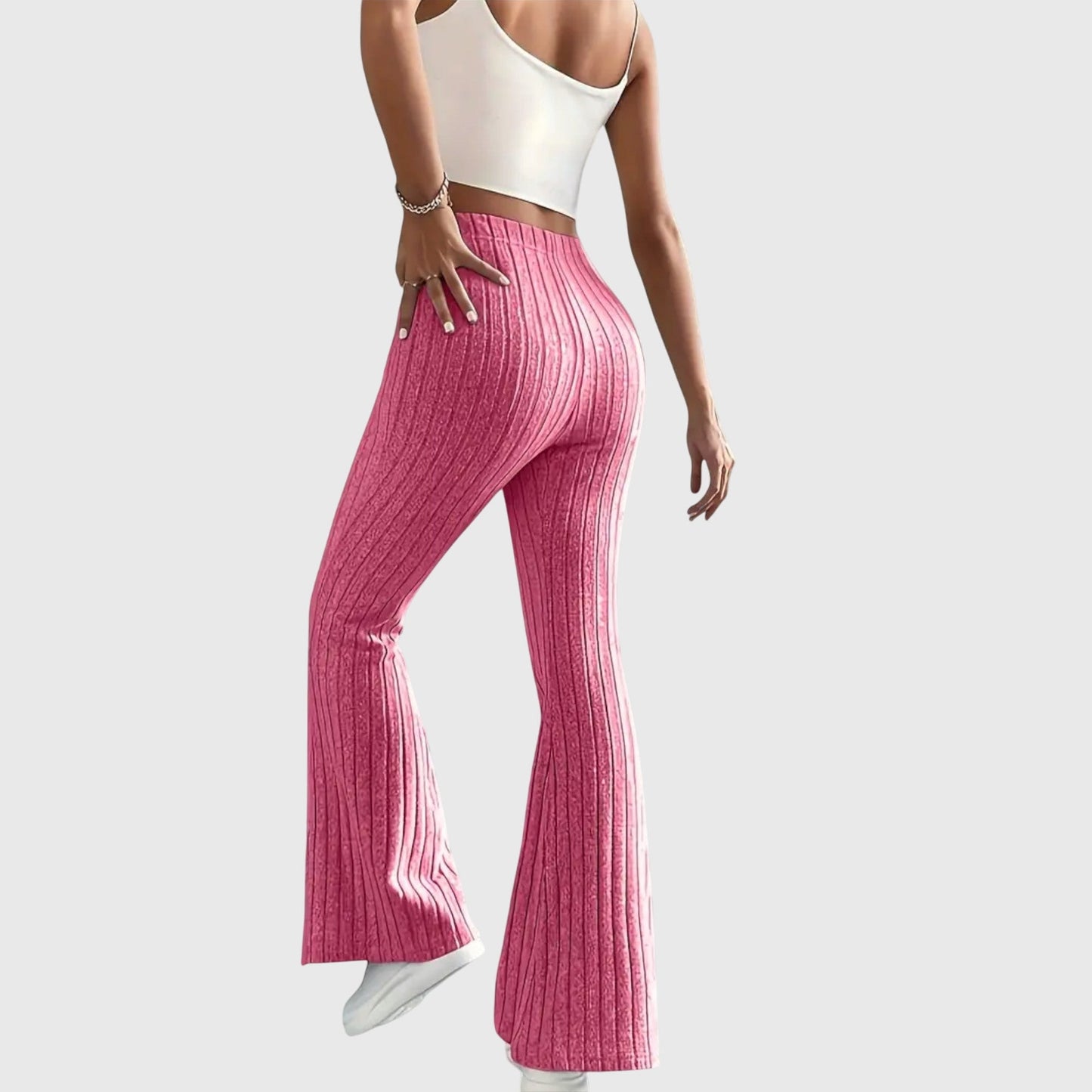 Soft Ribbed Wide-Leg Elegant Pants
