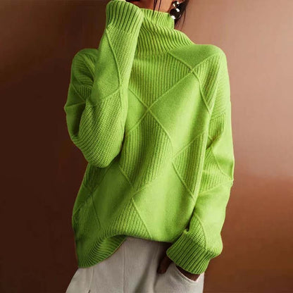 Textured Turtleneck Knit Sweater