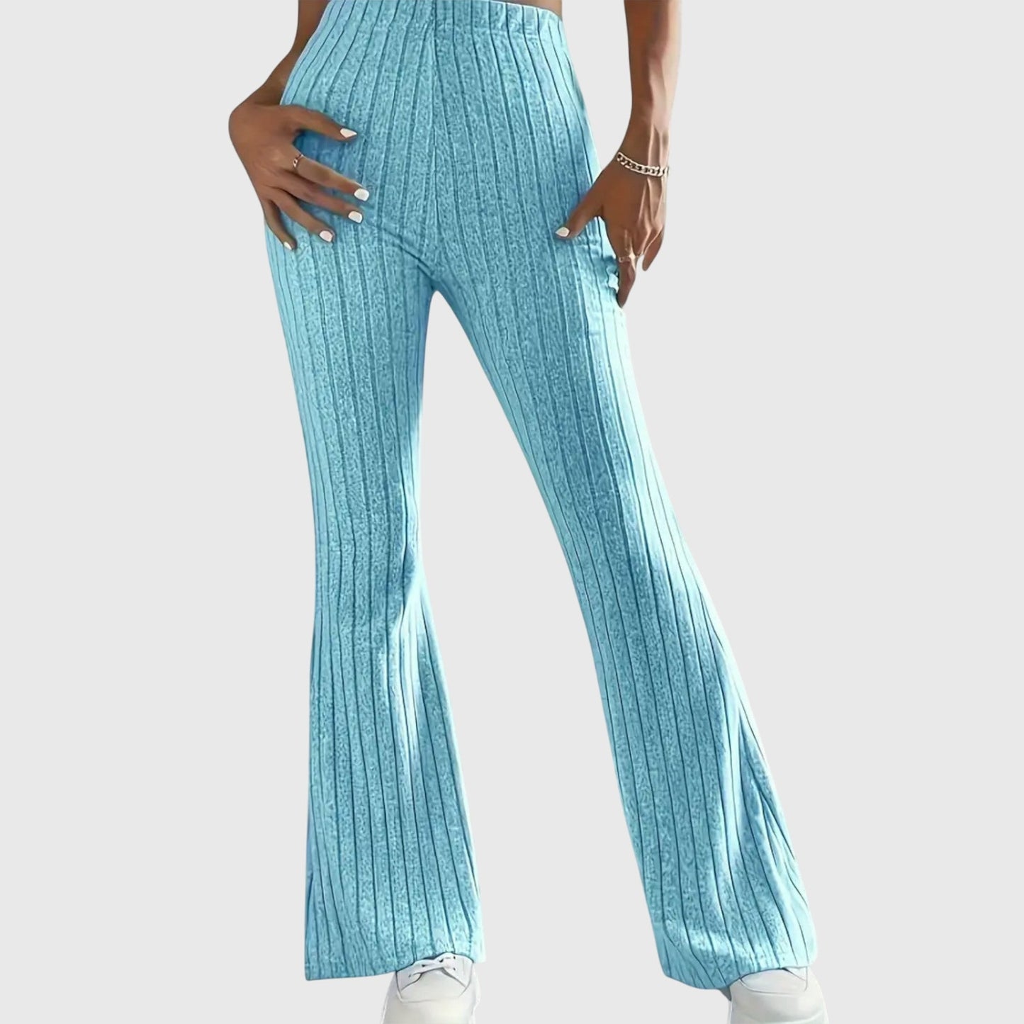 Soft Ribbed Wide-Leg Elegant Pants