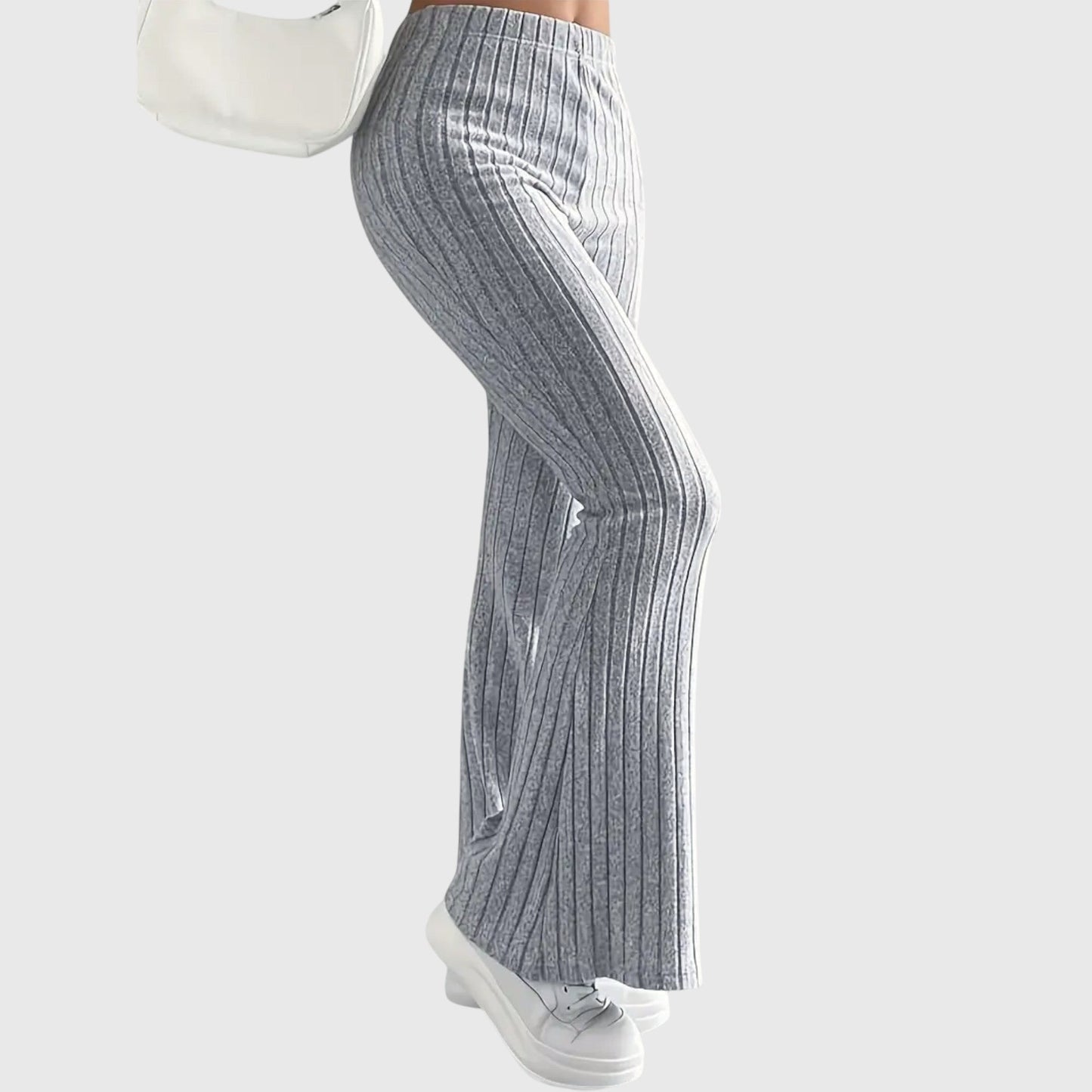 Soft Ribbed Wide-Leg Elegant Pants