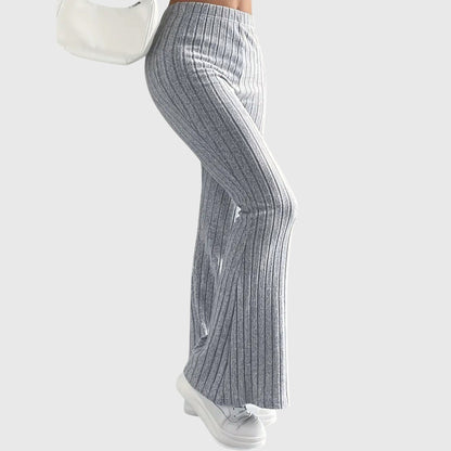 Soft Ribbed Wide-Leg Elegant Pants