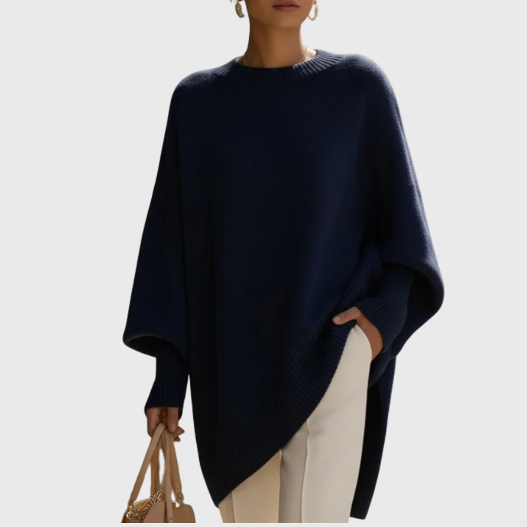 Relaxed Elegant Poncho-Style Sweater