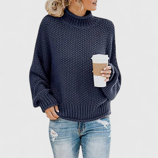 Relaxed Mock Neck Knit Sweater