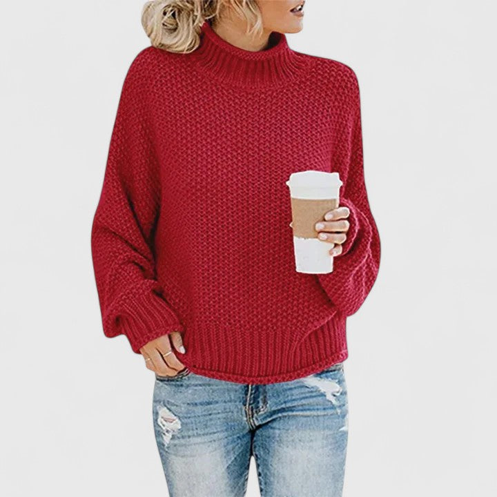 Relaxed Mock Neck Knit Sweater