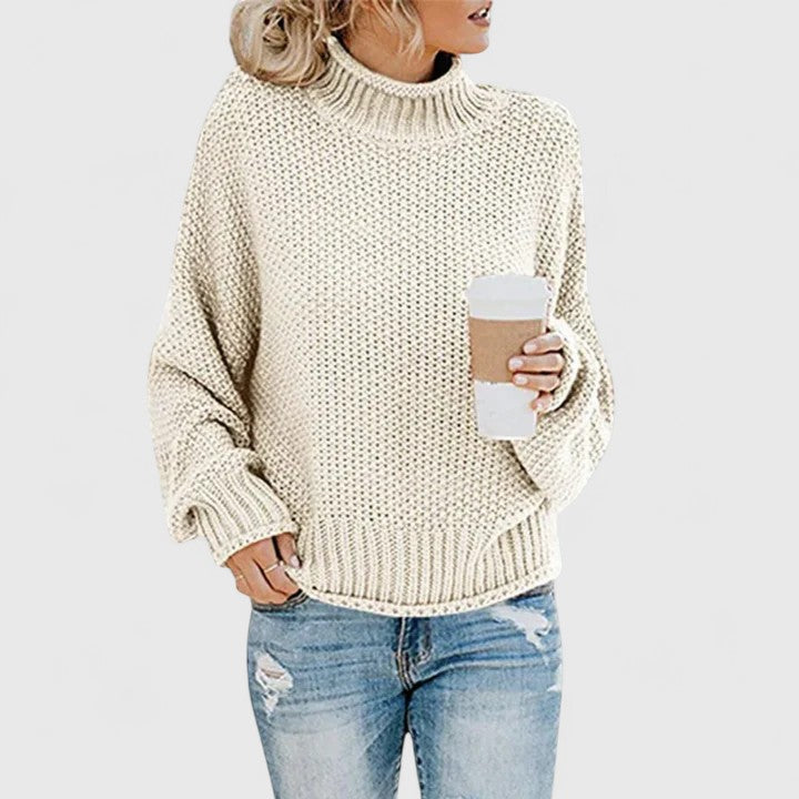 Relaxed Mock Neck Knit Sweater