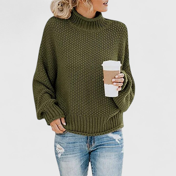 Relaxed Mock Neck Knit Sweater