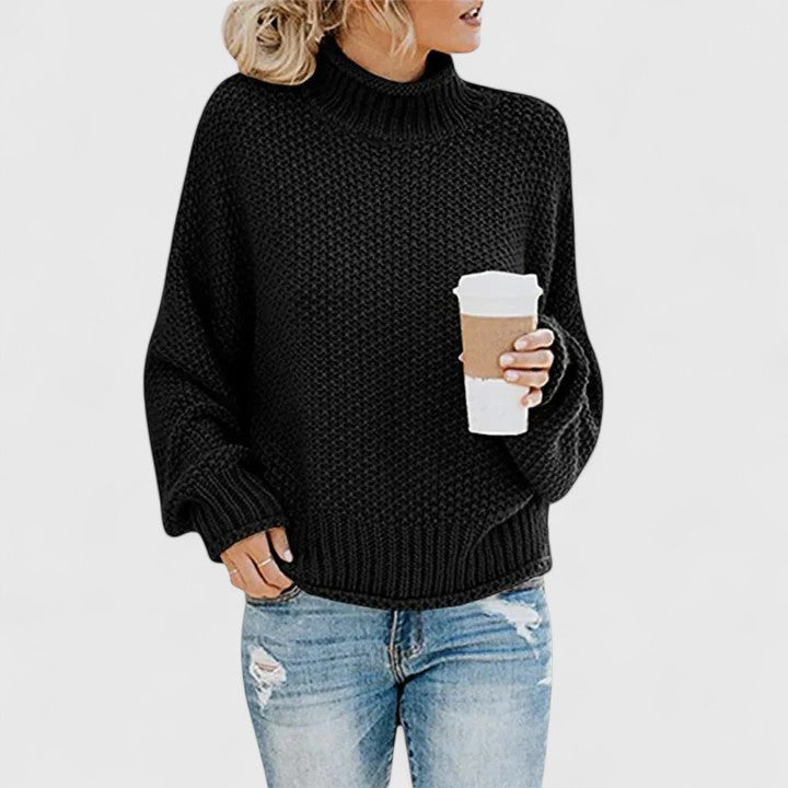 Relaxed Mock Neck Knit Sweater