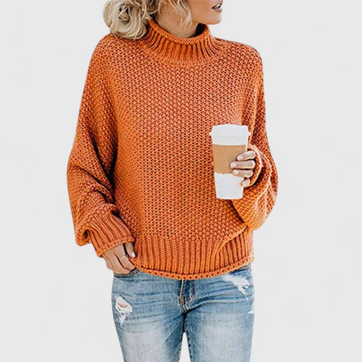 Relaxed Mock Neck Knit Sweater