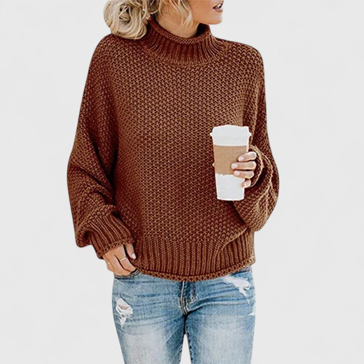 Relaxed Mock Neck Knit Sweater