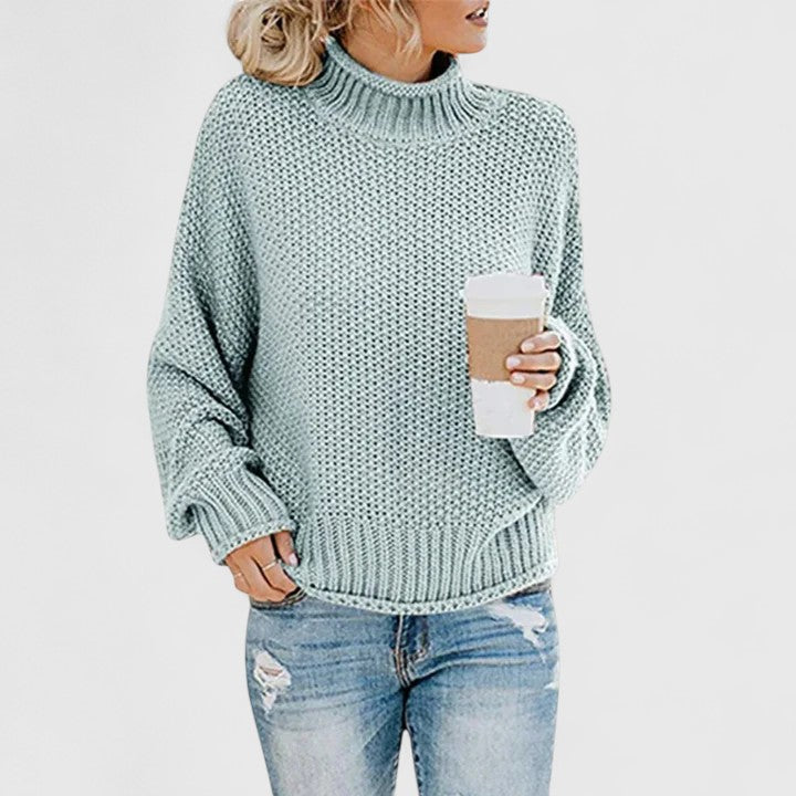 Relaxed Mock Neck Knit Sweater