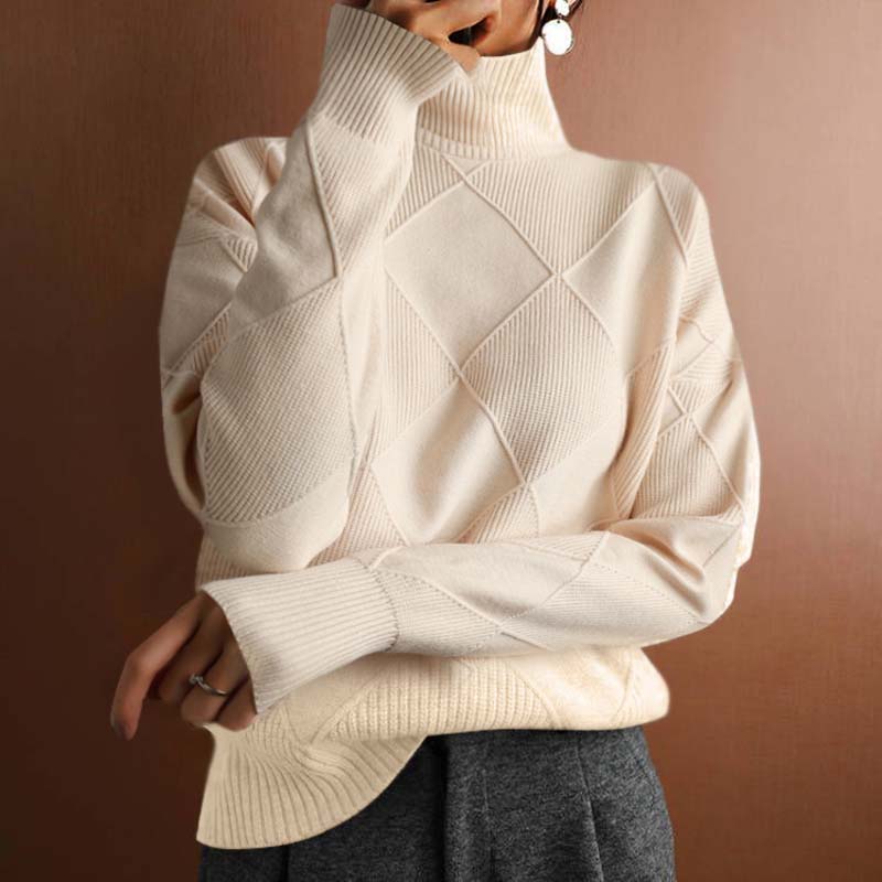 Textured Turtleneck Knit Sweater