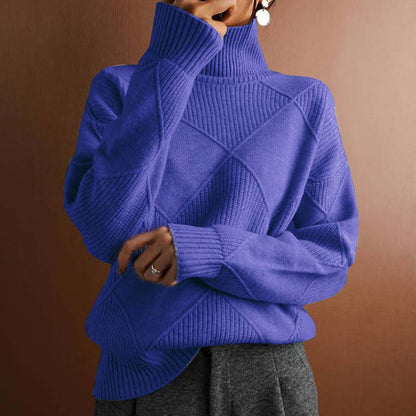 Textured Turtleneck Knit Sweater