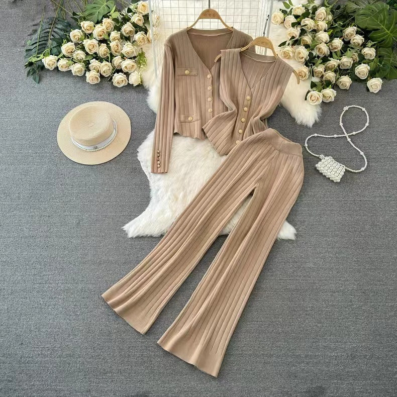 Three-Piece Ribbed Knit Styling Set