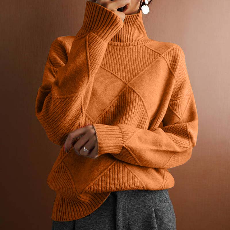 Textured Turtleneck Knit Sweater