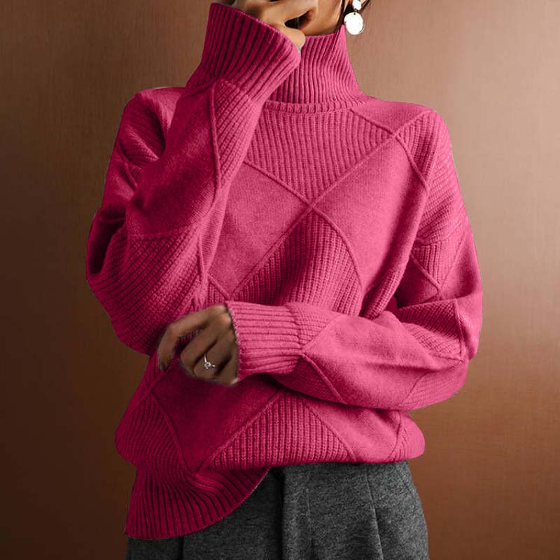 Textured Turtleneck Knit Sweater