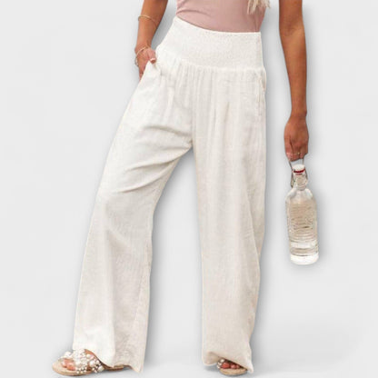 Relaxed Smocked Waist Wide-Leg Pants