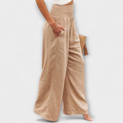 Relaxed Smocked Waist Wide-Leg Pants