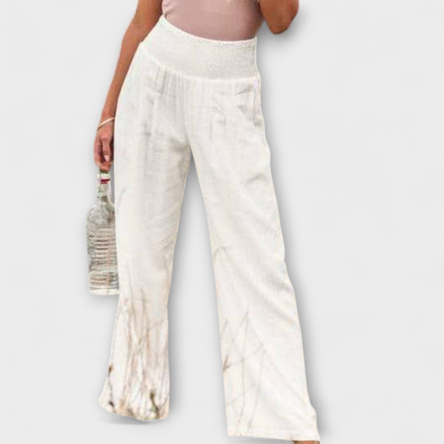 Relaxed Smocked Waist Wide-Leg Pants
