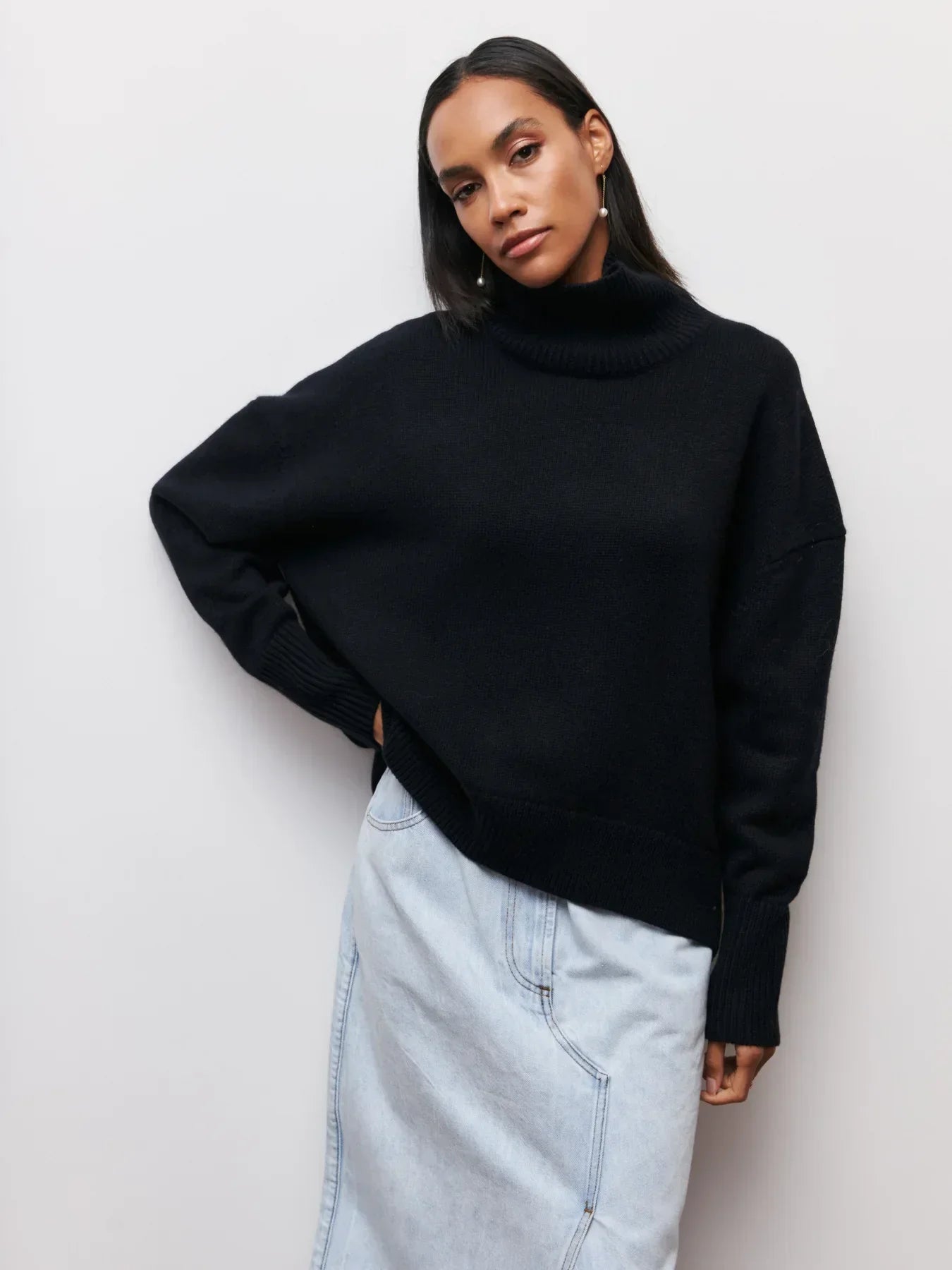 Relaxed Ribbed Turtleneck Sweater