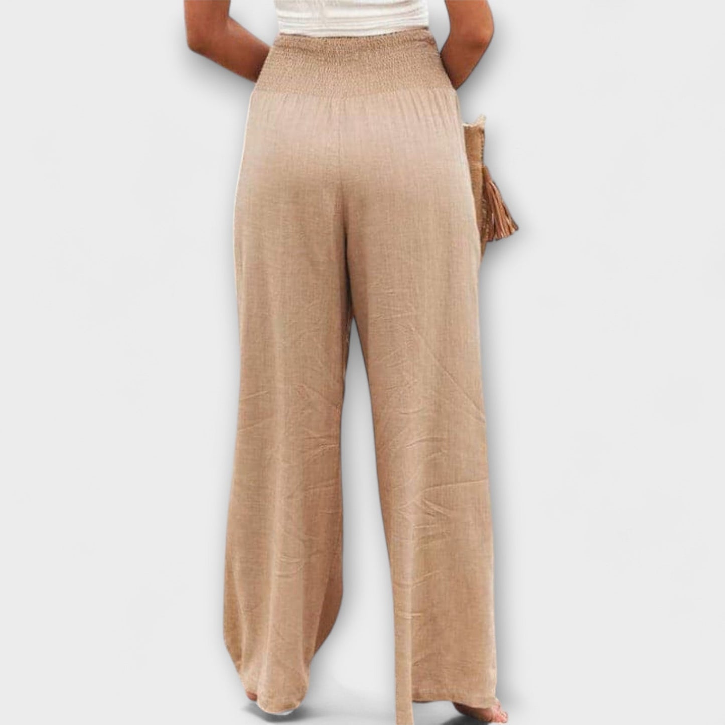 Relaxed Smocked Waist Wide-Leg Pants