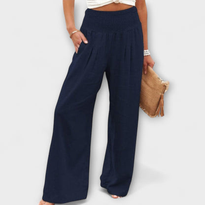 Relaxed Smocked Waist Wide-Leg Pants