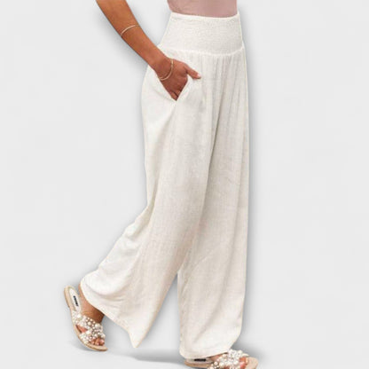 Relaxed Smocked Waist Wide-Leg Pants