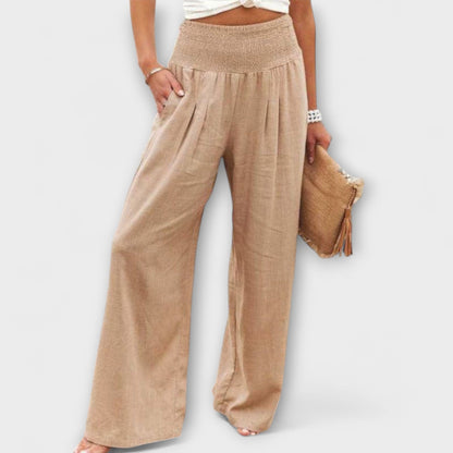 Relaxed Smocked Waist Wide-Leg Pants
