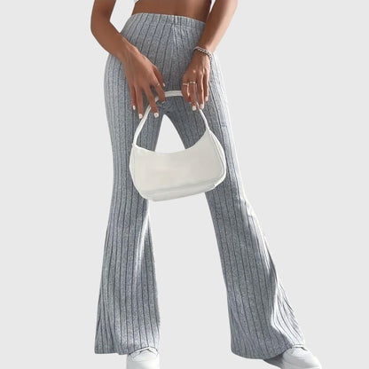 Soft Ribbed Wide-Leg Elegant Pants