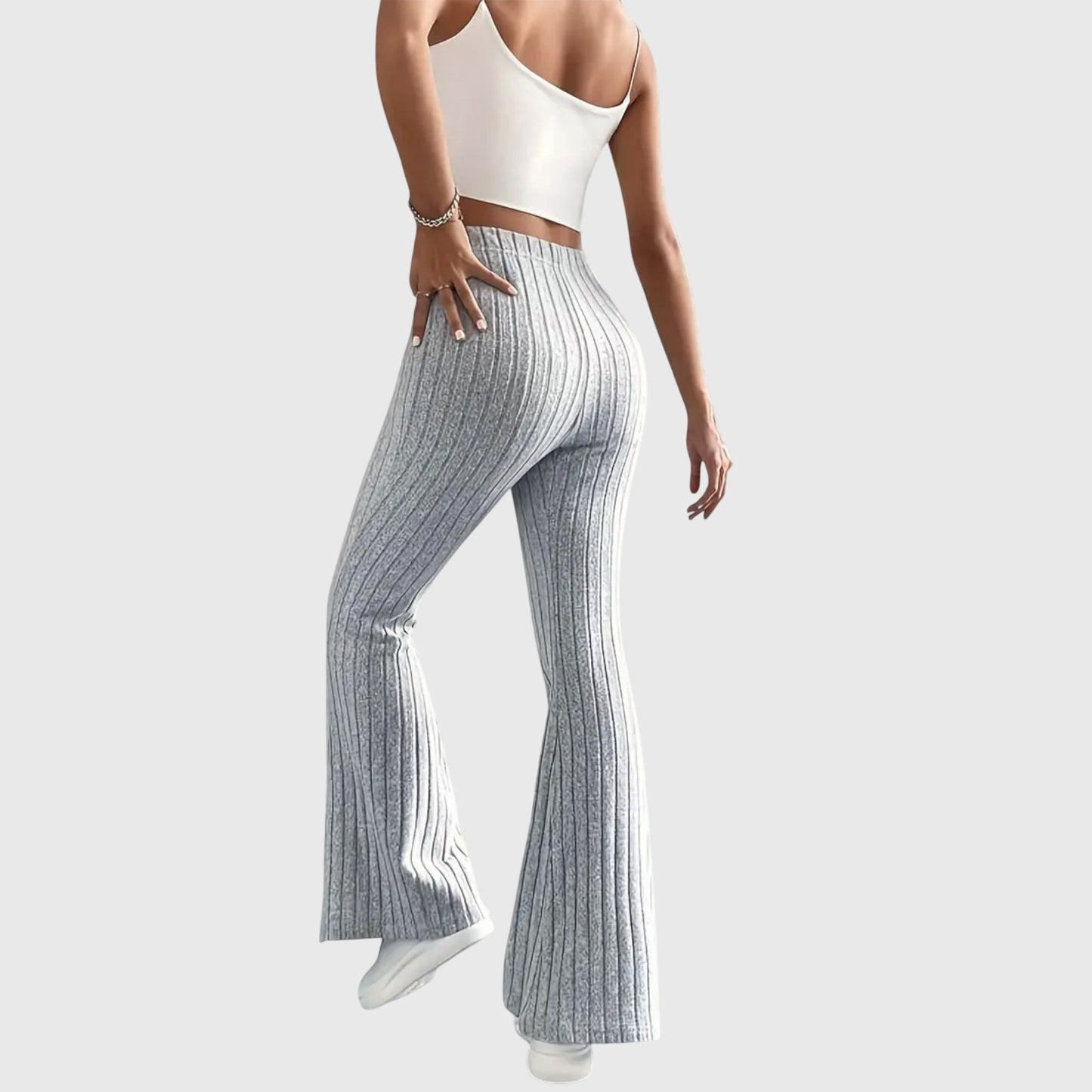 Soft Ribbed Wide-Leg Elegant Pants