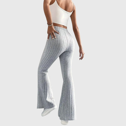 Soft Ribbed Wide-Leg Elegant Pants