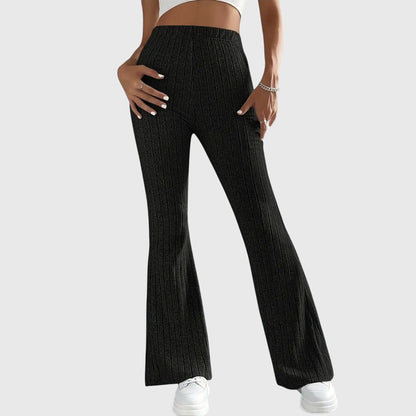 Soft Ribbed Wide-Leg Elegant Pants