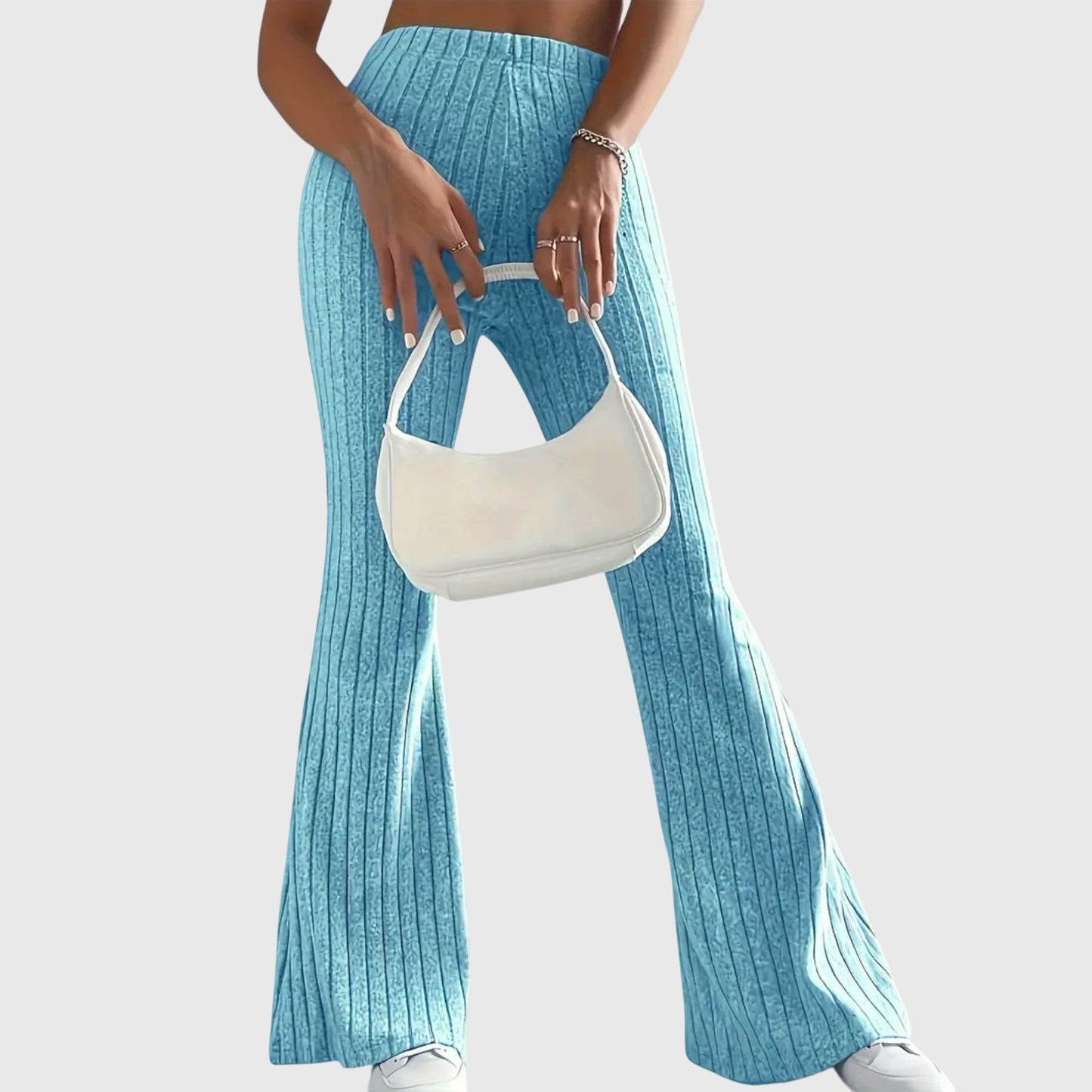 Soft Ribbed Wide-Leg Elegant Pants