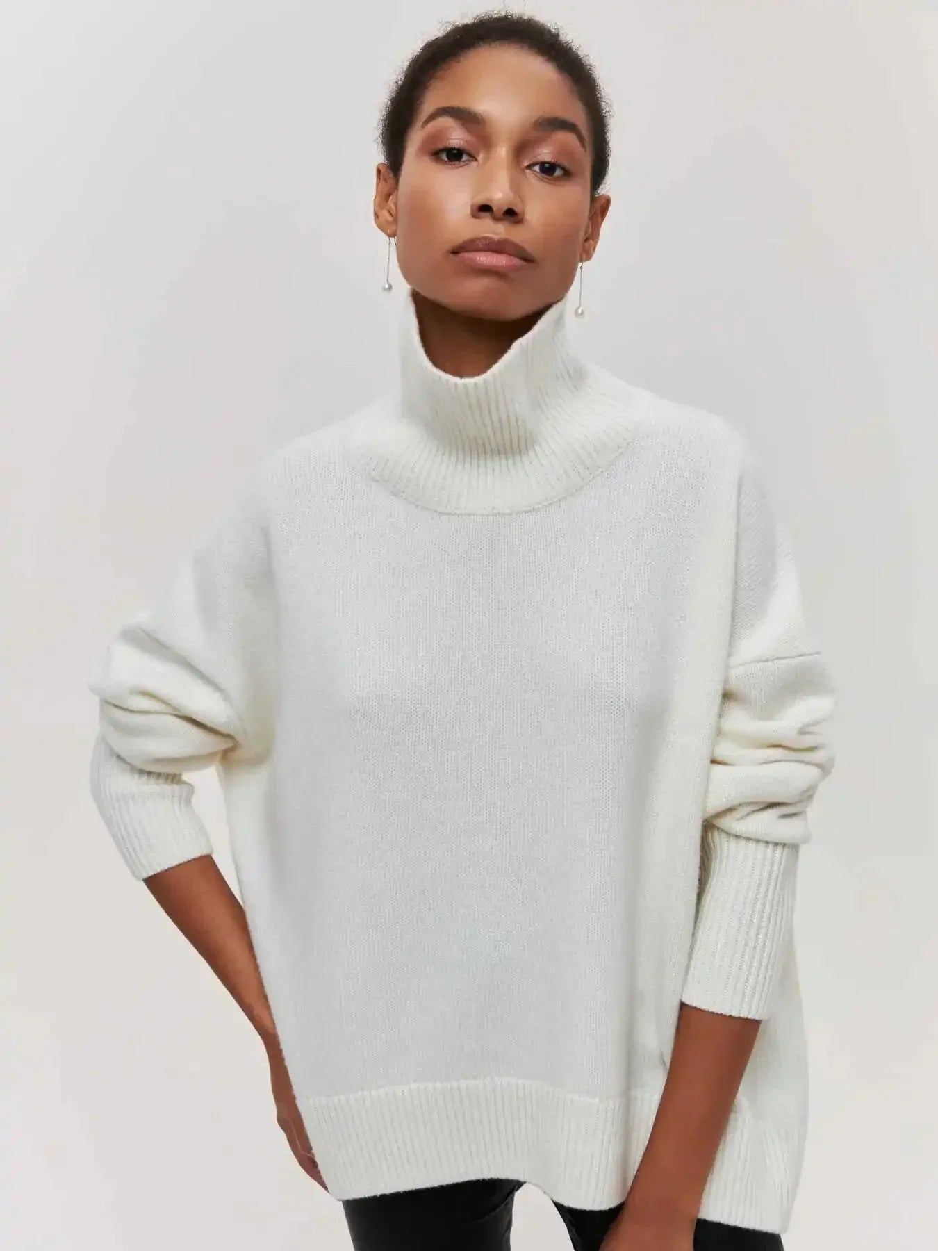 Relaxed Ribbed Turtleneck Sweater