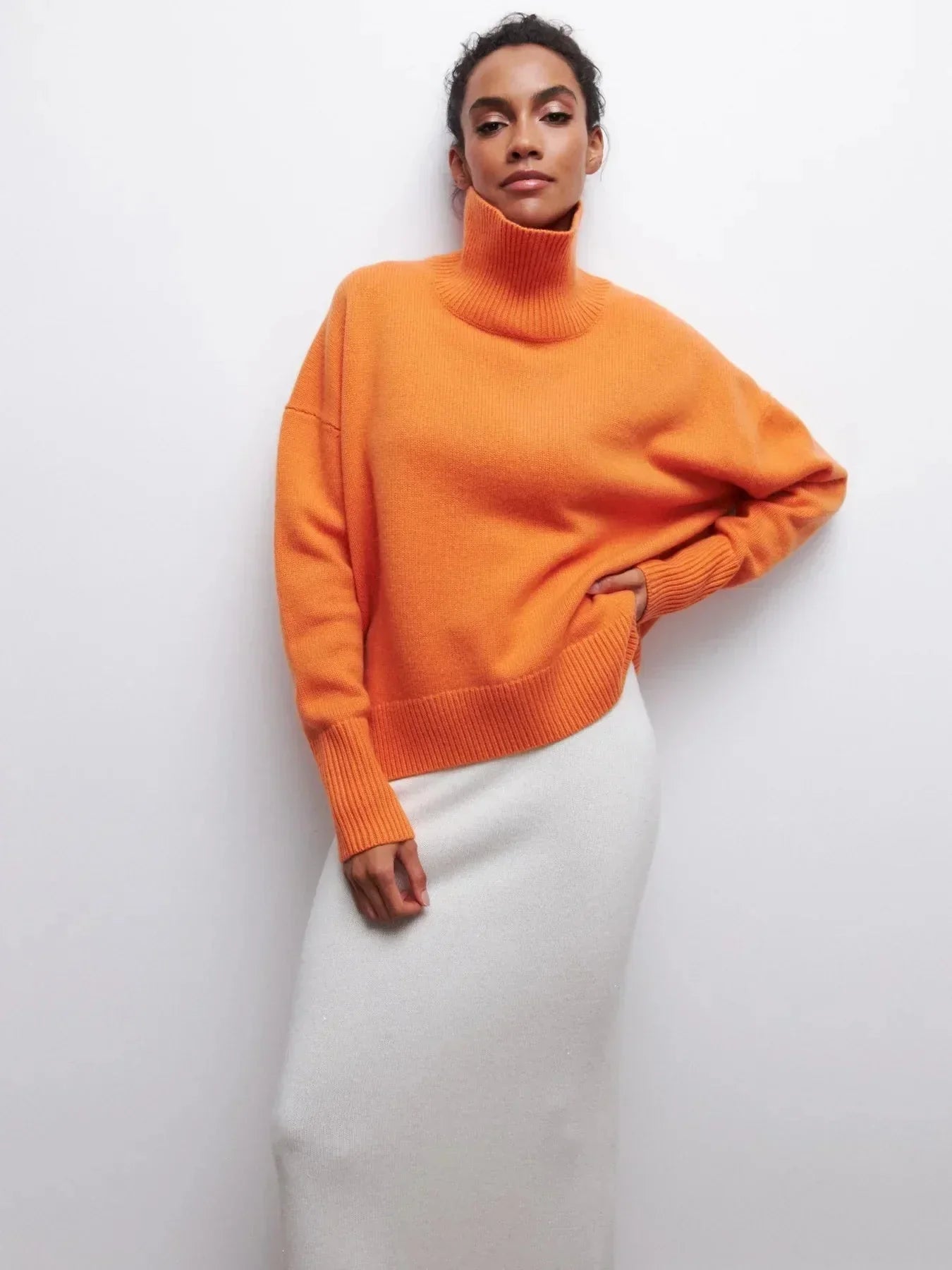 Relaxed Ribbed Turtleneck Sweater