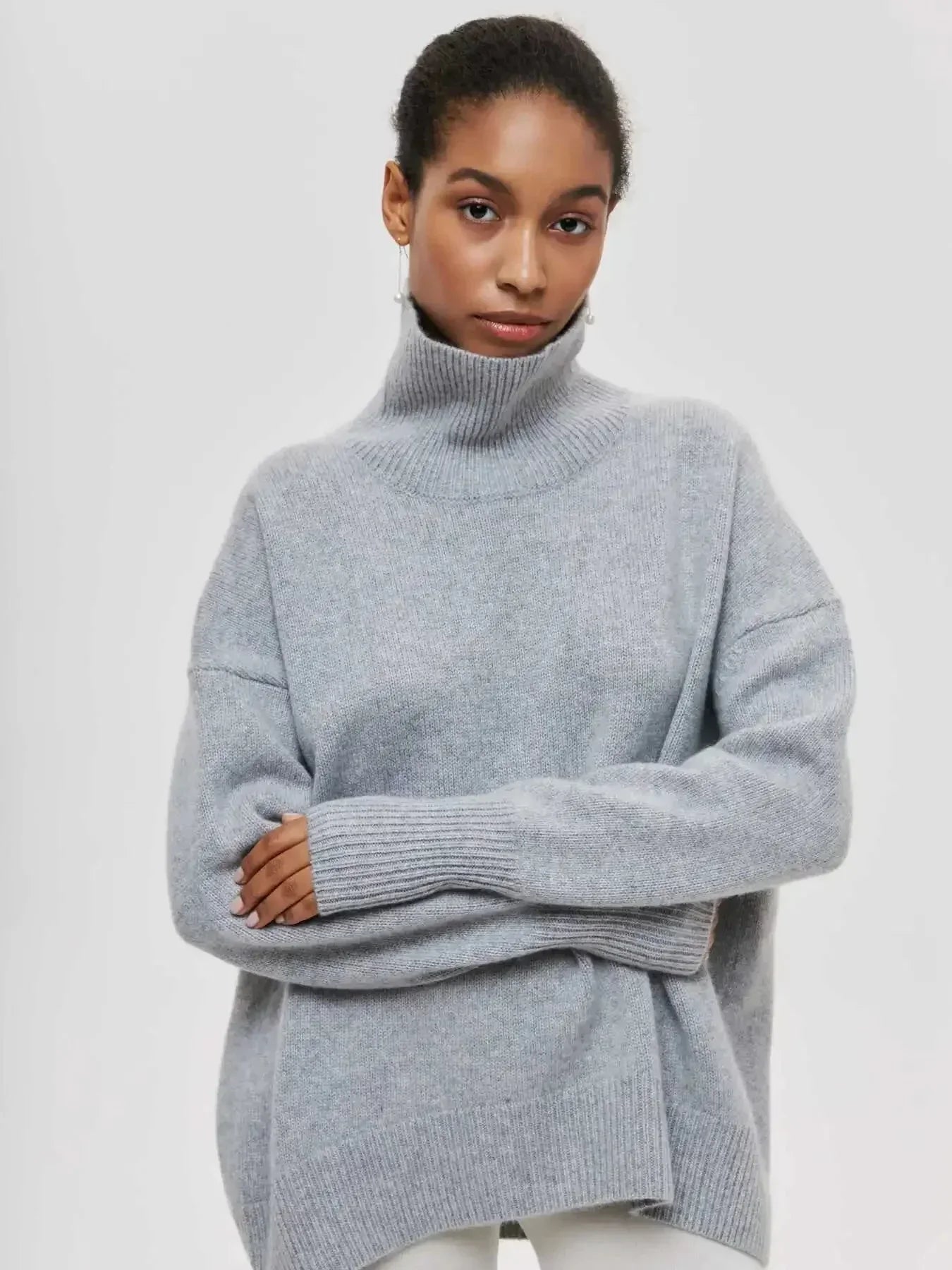 Relaxed Ribbed Turtleneck Sweater