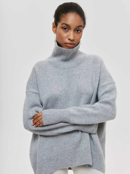 Relaxed Ribbed Turtleneck Sweater