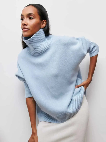 Relaxed Ribbed Turtleneck Sweater