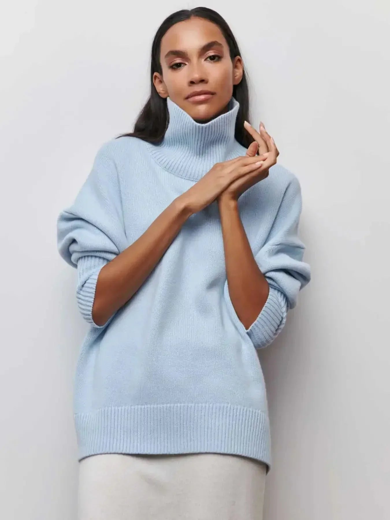 Relaxed Ribbed Turtleneck Sweater