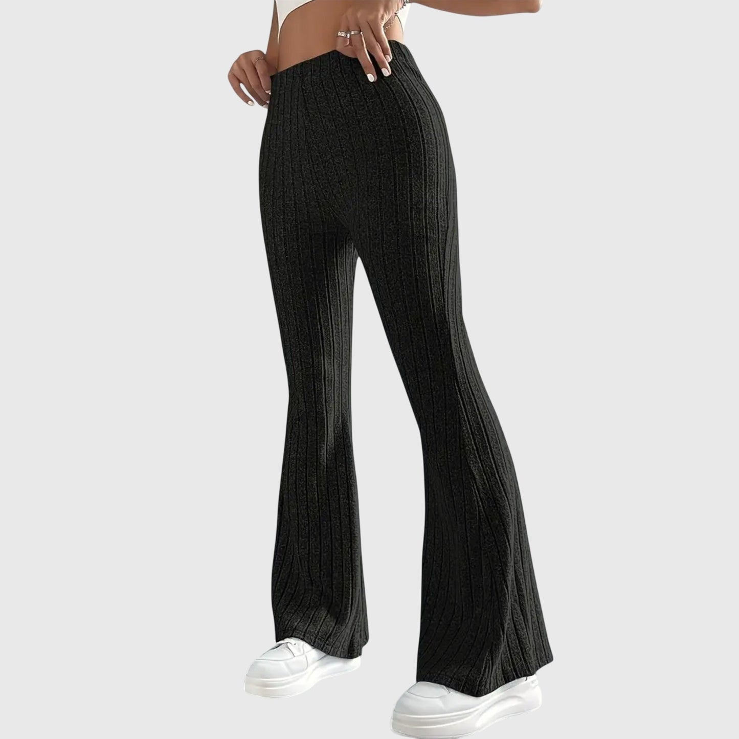 Soft Ribbed Wide-Leg Elegant Pants