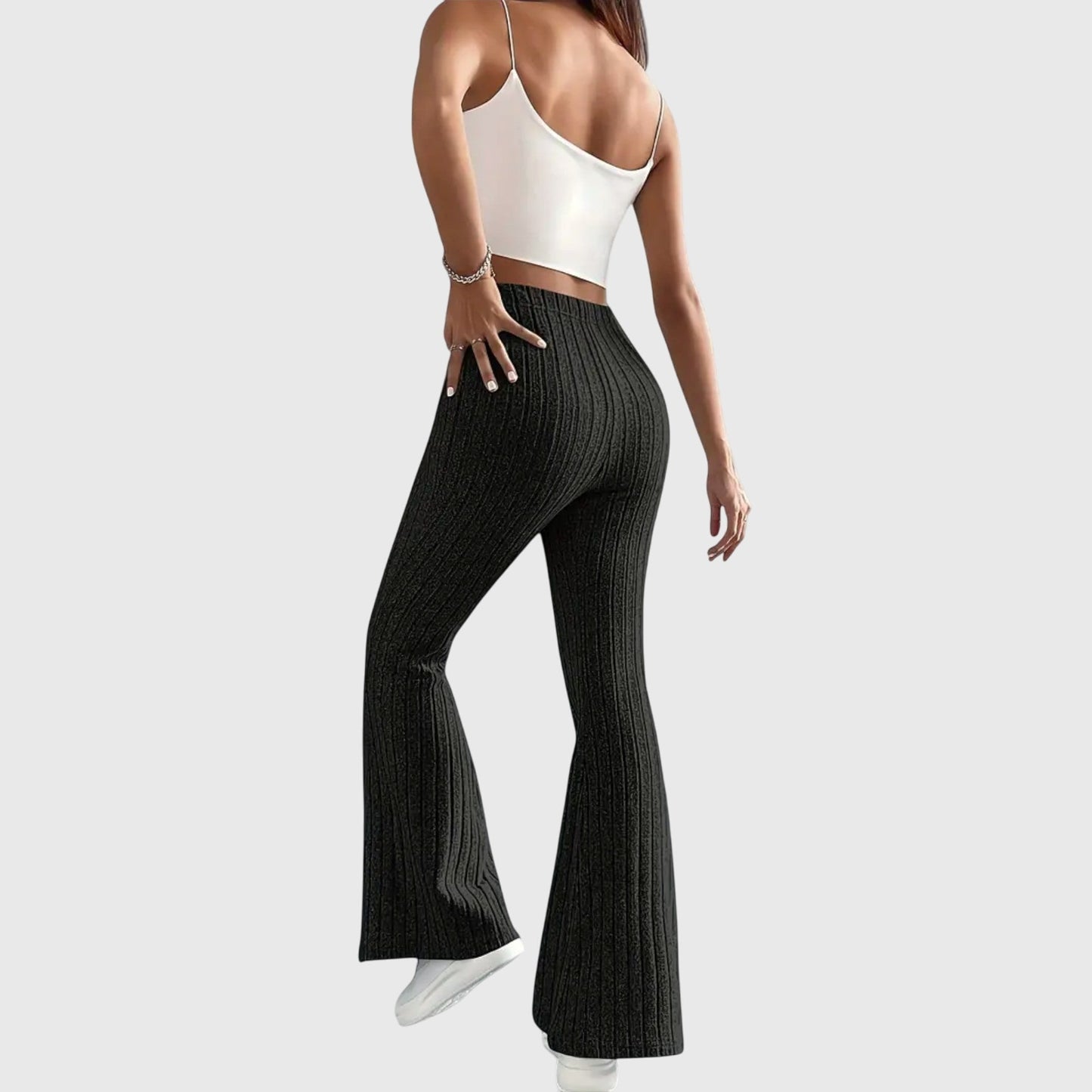 Soft Ribbed Wide-Leg Elegant Pants