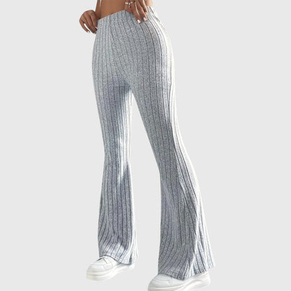 Soft Ribbed Wide-Leg Elegant Pants