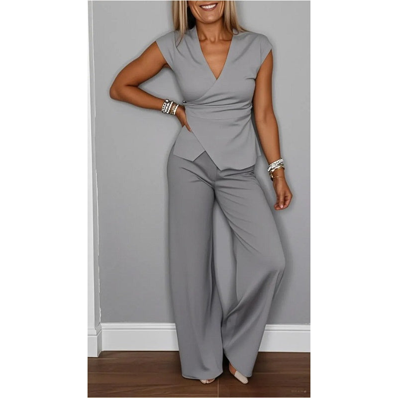Elegant V-Neck Two-Piece Set