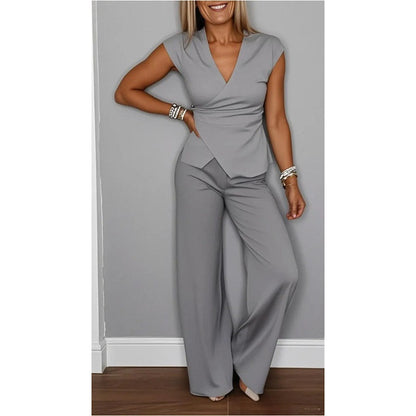 Elegant V-Neck Two-Piece Set